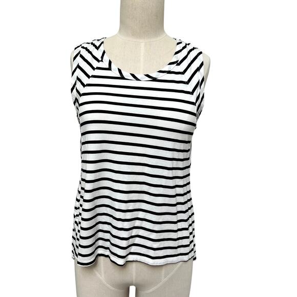 Evereve Black & White Stripe Sleeveless Blouse Small - Picture 1 of 6